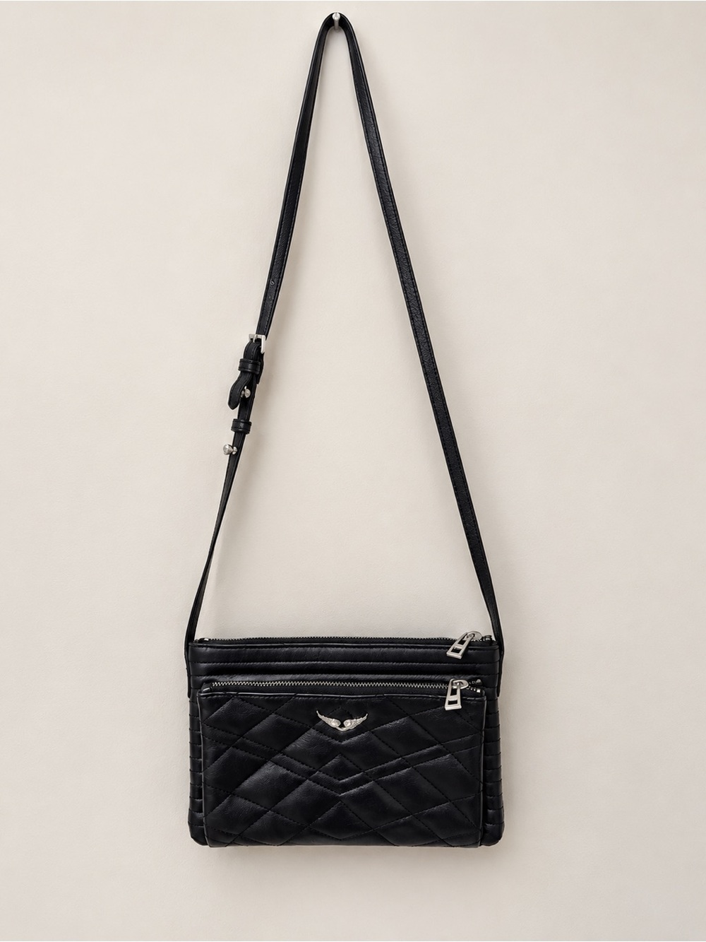 Zadig & Voltaire Black Quilted Convertible Crossbody Bag